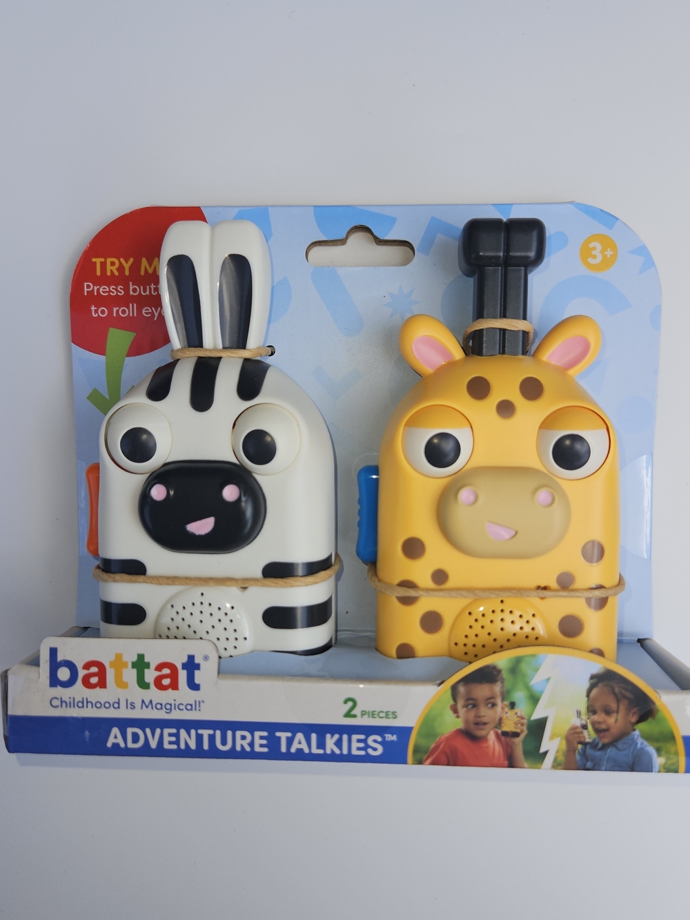 Battat Adventure Talkies Kids Walkie Talkie Set - Zebra White & Giraffe Yellow